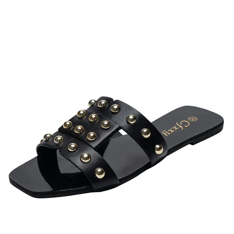 Fashion Rivet Flat Sandals for Women’s Casual Wear / Bolbolti